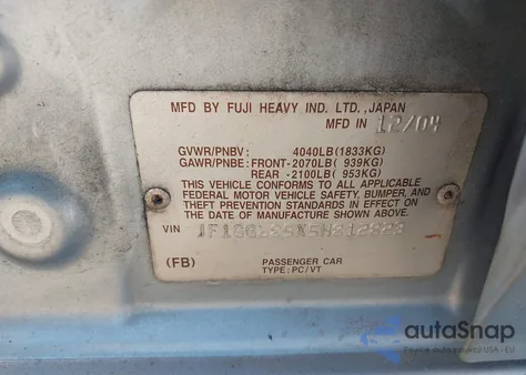 2005 Subaru Impreza Outback Sport Base W/Special Edition z USA, uszkodzony, nr VIN JF1GG685X5H812823